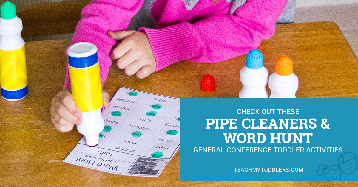 General Conference Activities — Pipe Cleaners in Container, Word Hunt Worksheets