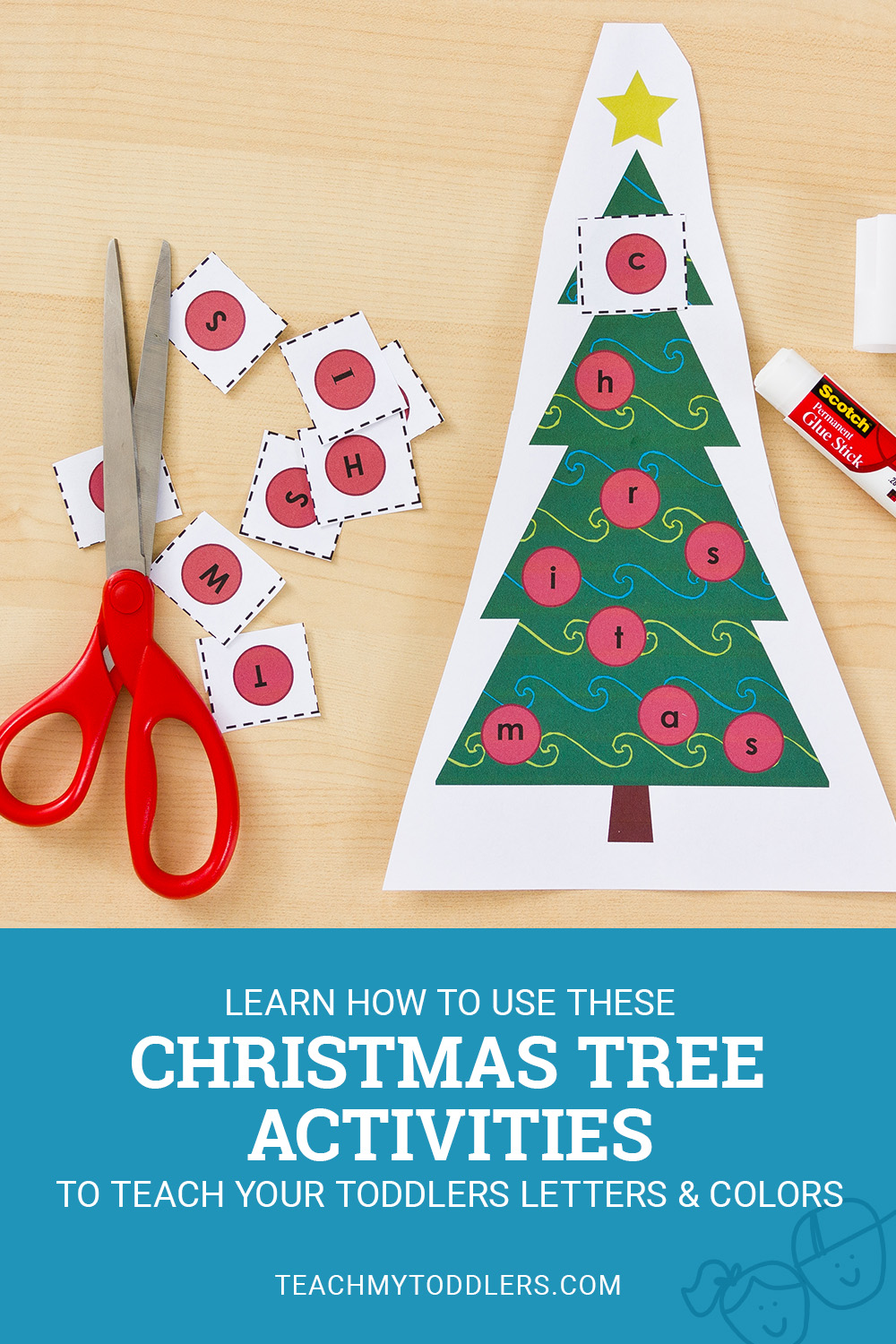 Learn how to use these christmas tree activities to teach toddlers letters and colors