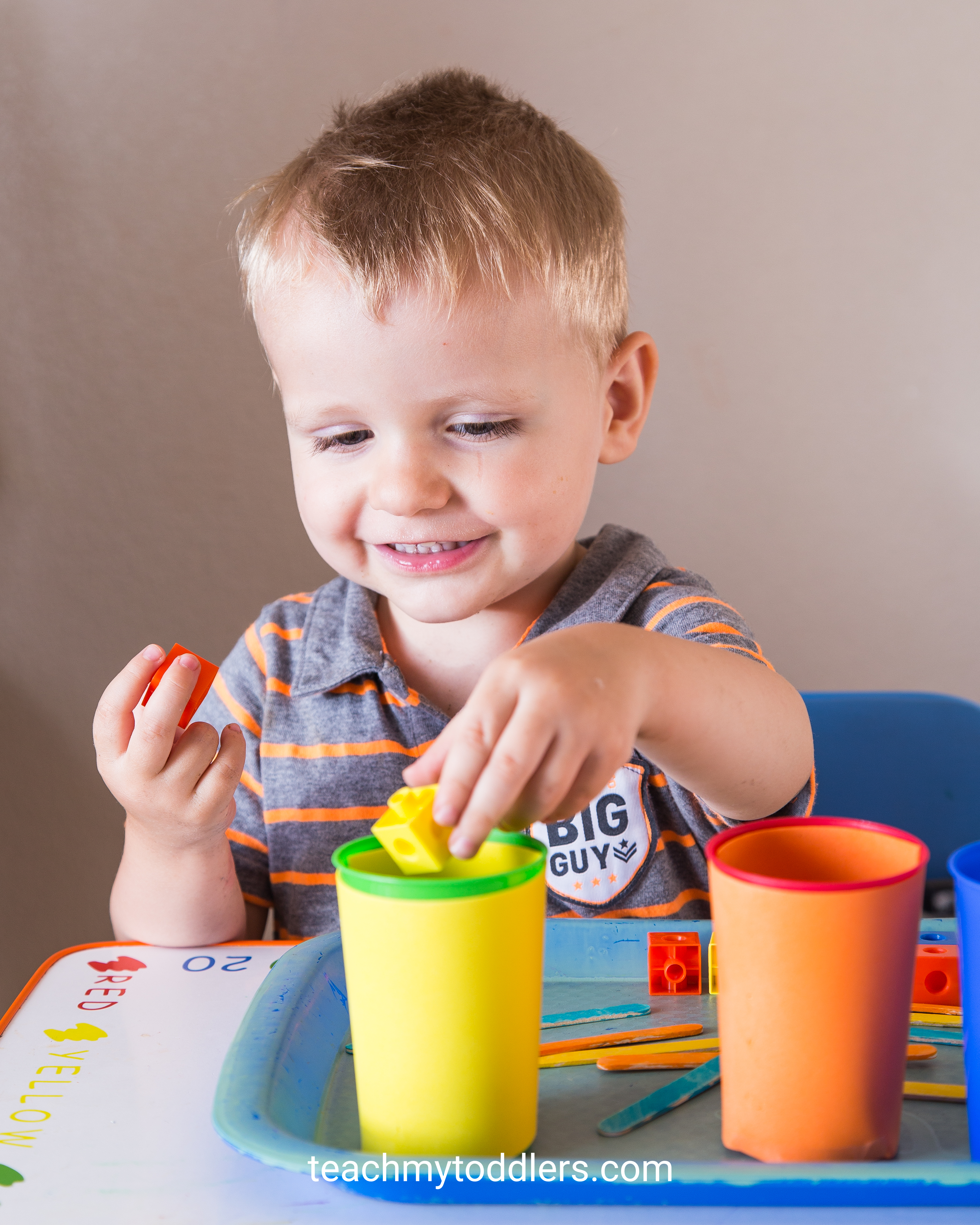 These tot trays are a good way to teach toddlers the color orange