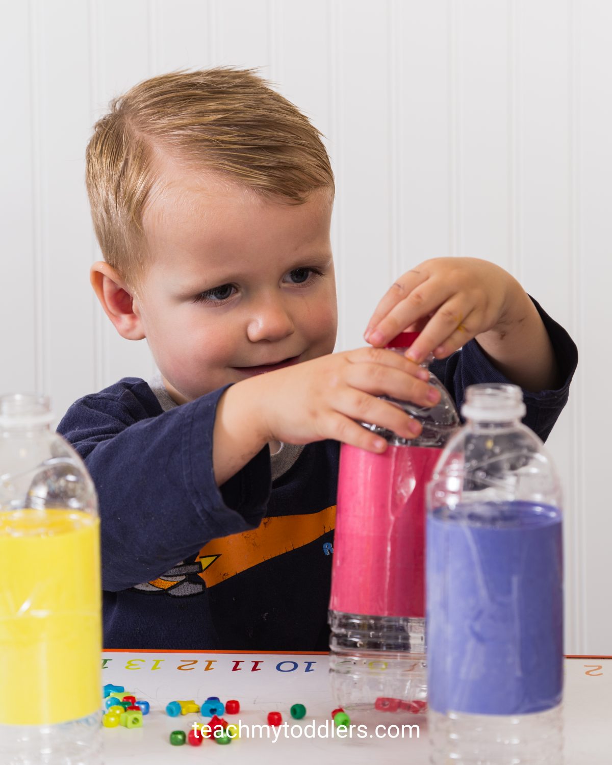 Beads in a Waterbottle Fine Motor Busy Bag